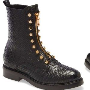 Jeffrey Campbell Tonette Studded Zip Boot In Black Snake